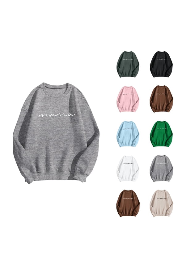 Women's Sweatshirts 2025 Mama Sweatshirt Long Sleeve Crewneck Casual Graphic Pullover Tops Sweatshirt for Women