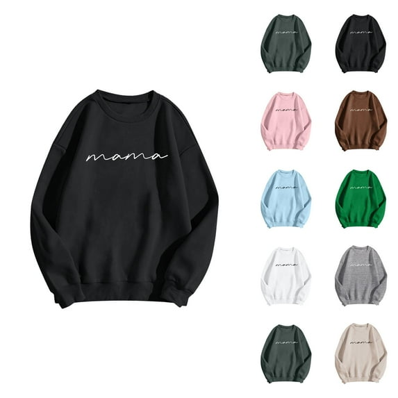 Women's Sweatshirts 2025 Mama Sweatshirt Long Sleeve Crewneck Casual Graphic Pullover Tops Sweatshirt for Women