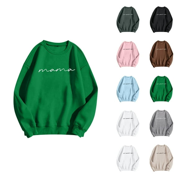 Women's Sweatshirts 2025 Mama Sweatshirt Long Sleeve Crewneck Casual Graphic Pullover Tops Sweatshirt for Women