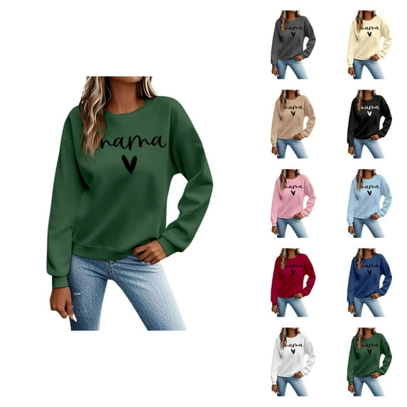 Women's Sweatshirts 2025 Mama Sweatshirt Long Sleeve Crewneck Drop Shoulder Pullover Tops Sweatshirt for Women