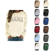 Women's Sweatshirts 2025 Mama Sweatshirt Long Sleeve Crewneck Graphic Casual Pullover Tops Sweatshirt for Women