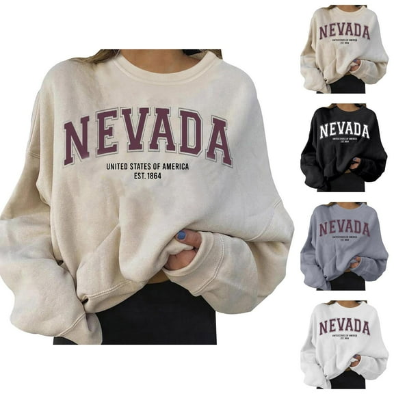 Women's Sweatshirts 2025 Nevada Sweatshirt Long Sleeve Crewneck Fashion Graphic Pullover Tops Sweatshirt for Women