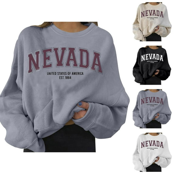 Women's Sweatshirts 2025 Nevada Sweatshirt Long Sleeve Crewneck Fashion Graphic Pullover Tops Sweatshirt for Women