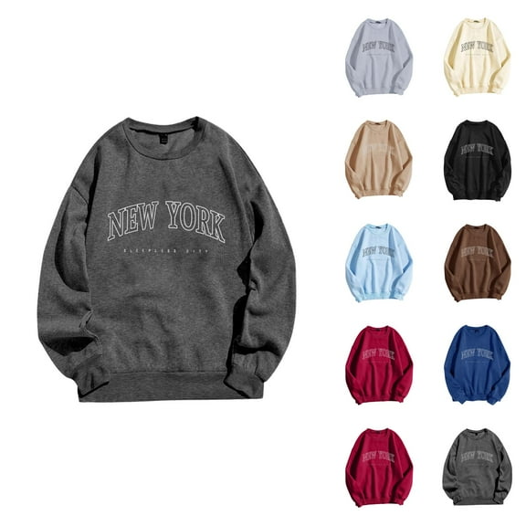 Women's Sweatshirts 2025 New York Sweatshirt Trendy Casual Crewneck Pullover Tops Streetwear Sweatshirt for Women