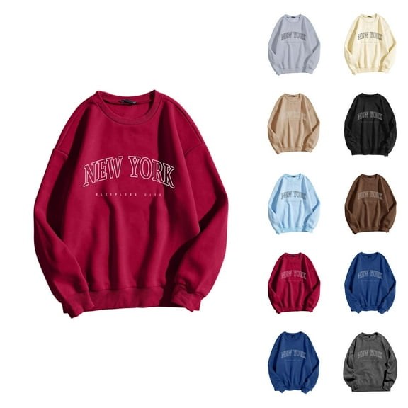 Women's Sweatshirts 2025 New York Sweatshirt Trendy Casual Crewneck Pullover Tops Streetwear Sweatshirt for Women