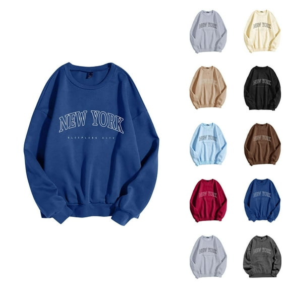 Women's Sweatshirts 2025 New York Sweatshirt Trendy Casual Crewneck Pullover Tops Streetwear Sweatshirt for Women