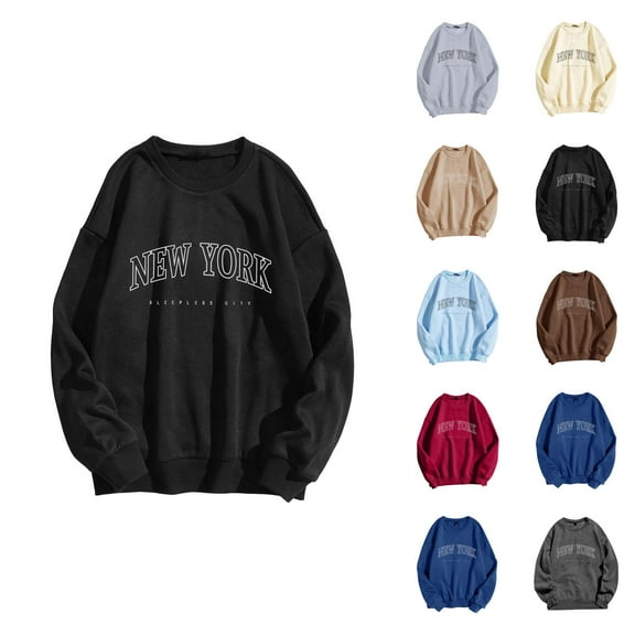 Women's Sweatshirts 2025 New York Sweatshirt Trendy Casual Crewneck Pullover Tops Streetwear Sweatshirt for Women