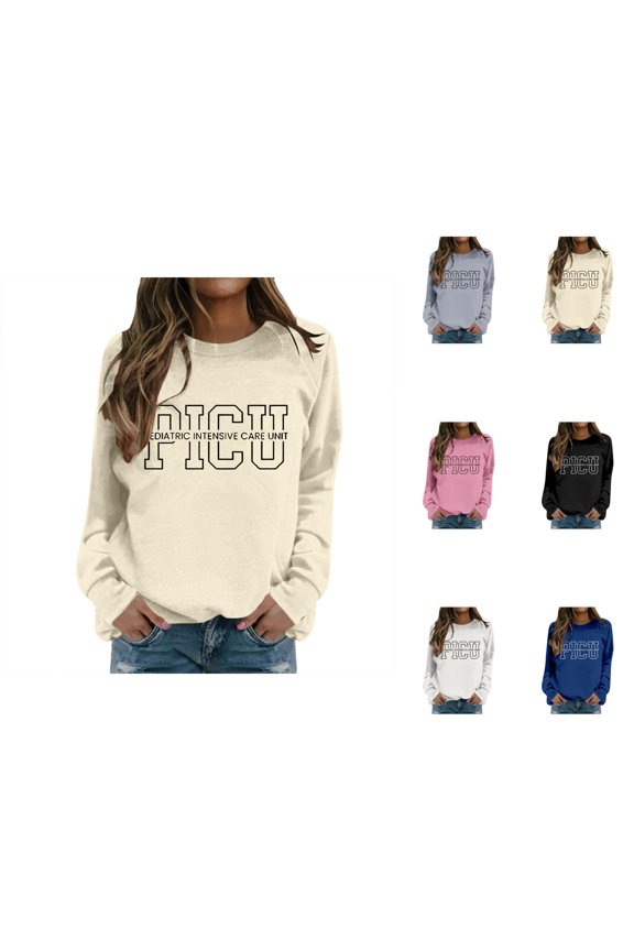 Women's Sweatshirts 2025 PICU Nurse Sweatshirt Pediatric Intensive Care Unit Nurse Pullover Tops Sweatshirt for Women