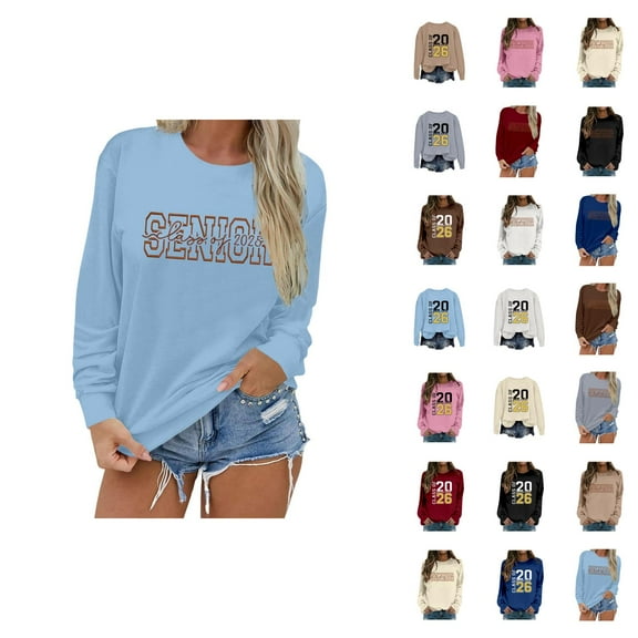 Women's Sweatshirts 2025 Senior Class Of 2026 Sweatshirt Senior 2026 Pullover Tops Sweatshirt for Women