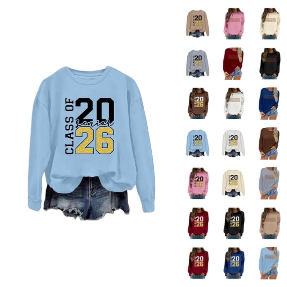 Women's Sweatshirts 2025 Senior Class Of 2026 Sweatshirt Senior 2026 Pullover Tops Sweatshirt for Women