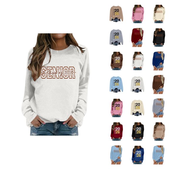 Women's Sweatshirts 2025 Senior Class Of 2026 Sweatshirt Senior 2026 Pullover Tops Sweatshirt for Women
