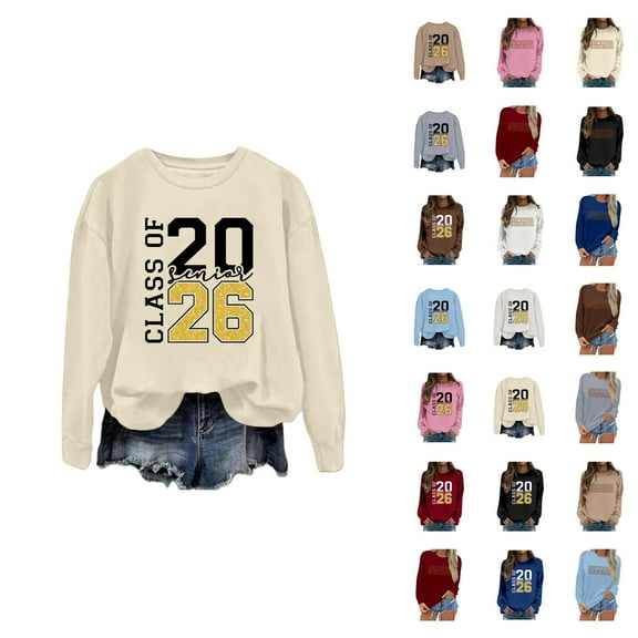 Women's Sweatshirts 2025 Senior Class Of 2026 Sweatshirt Senior 2026 Pullover Tops Sweatshirt for Women