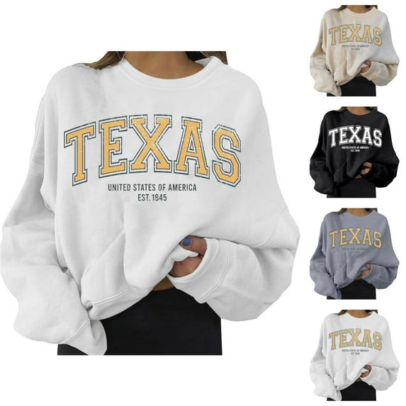 Women's Sweatshirts 2025 Texas Sweatshirt Long Sleeve Crewneck Fashion Graphic Pullover Tops Sweatshirt for Women