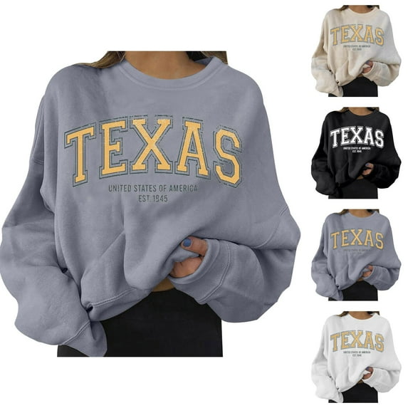Women's Sweatshirts 2025 Texas Sweatshirt Long Sleeve Crewneck Fashion Graphic Pullover Tops Sweatshirt for Women