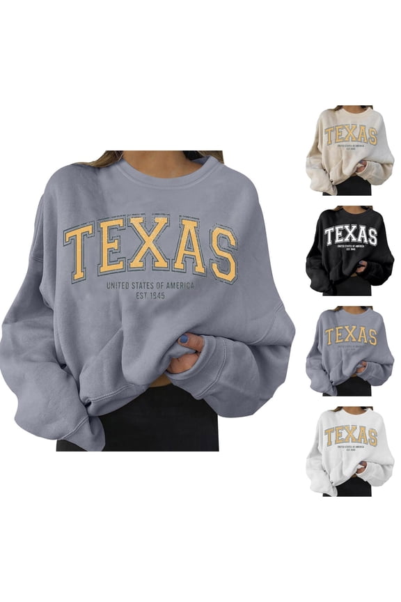 Women's Sweatshirts 2025 Texas Sweatshirt Long Sleeve Crewneck Fashion Graphic Pullover Tops Sweatshirt for Women