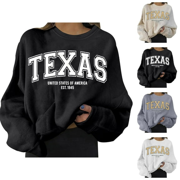 Women's Sweatshirts 2025 Texas Sweatshirt Long Sleeve Crewneck Fashion Graphic Pullover Tops Sweatshirt for Women