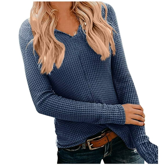 Women's Sweatshirts Womens Blouses Dressy Casual Long Sleeve Solid T-shirt Long Sleeves Blouse V-Neck Tops