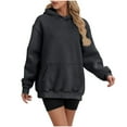 thumbnail image 1 of Women's Sweatshirts Crew Neck MIUOWANP Women's Fashion Loose Long Sleeve Pullover Hooded Sweatshirt Fleece Warm Pocket Tops XL Black, 1 of 5
