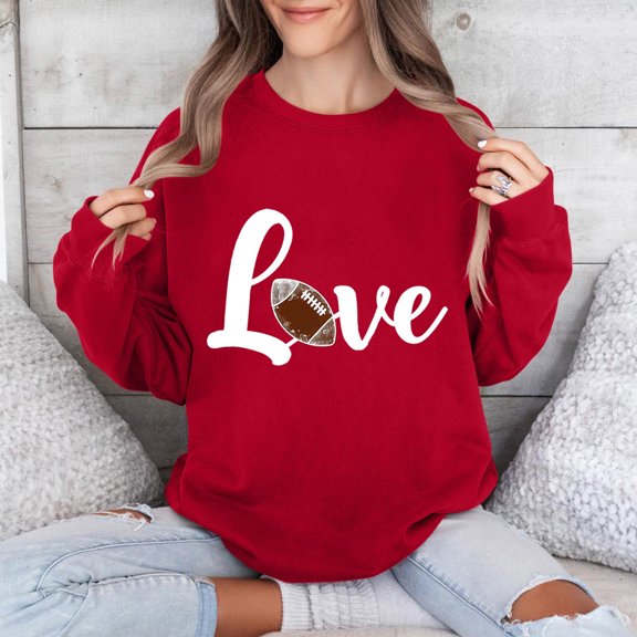 Women's Sweatshirts Crewneck Graphic Print Fashion Fall Winter Football Glasses Girl Print Casual Sports Round-Neck Tracksuits Long Sleeve