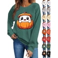 thumbnail image 1 of Women's Sweatshirts Dqueduo Women's Printed Long Sleeved Round Neck Fashionable And Casual Hoodless Sweatshirt Top Army Green XXL, 1 of 8