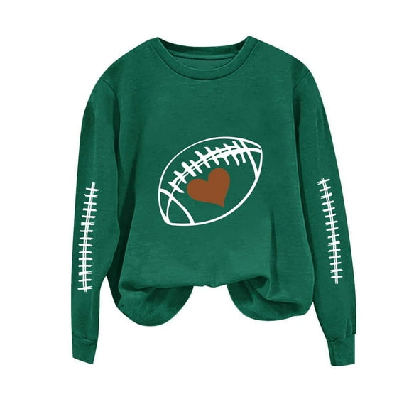 Women's Sweatshirts Fashion Rugby Balls Printed Stylish Blouses Loose Crewneck 2025 Fall Pullover Casual Long Sleeve Top Regular Sleeve Hoodless Sweatshirts