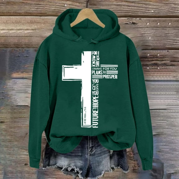 Women's Sweatshirts Hoodies Jesus Loves You Hoodie Letter Print Christian Sweatshirt Oversized Pullover Hoodie Sweatshirt Fall Womens Clothes Daily Wear