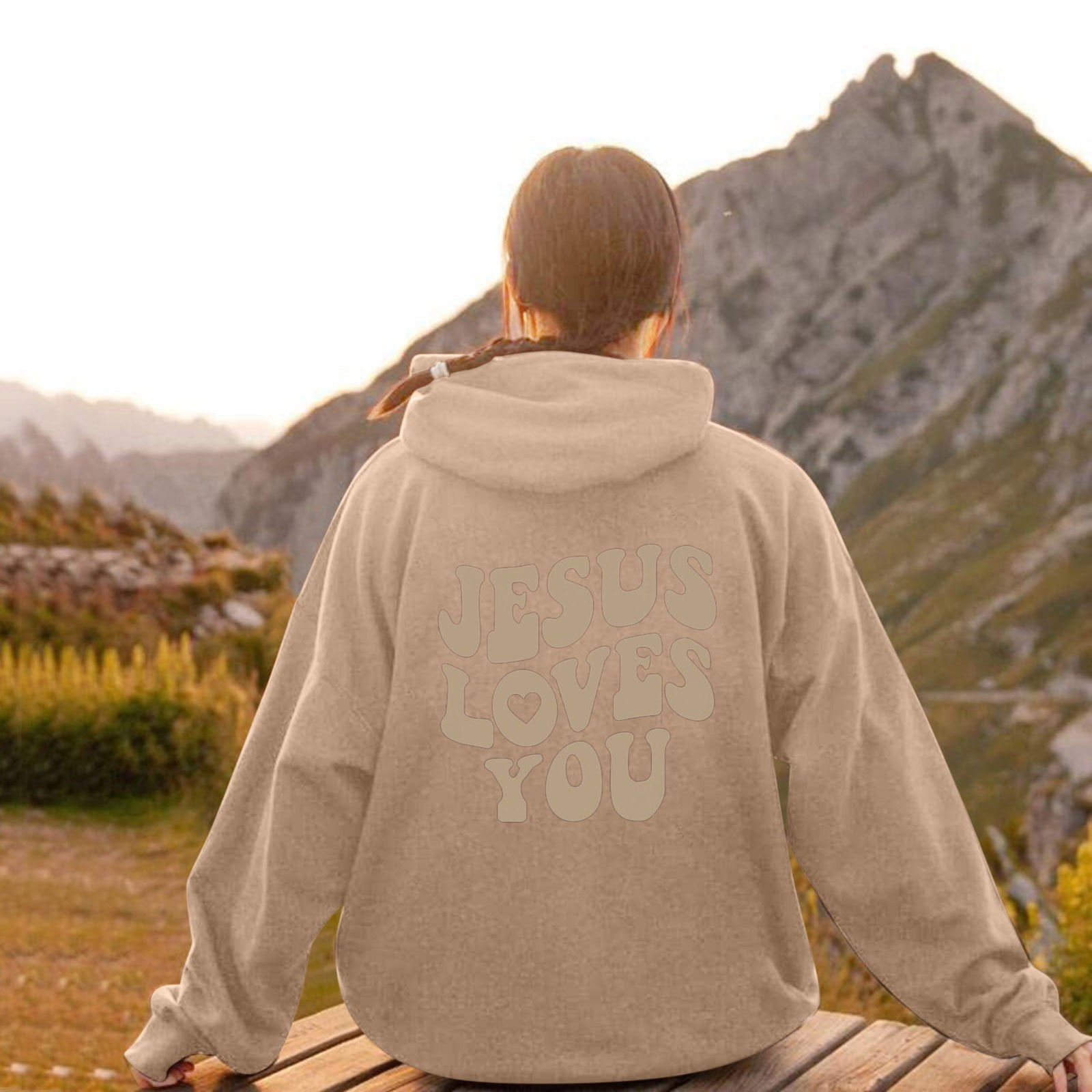 Women's Sweatshirts Hoodies Jesus Loves You Sweatshirt Letter