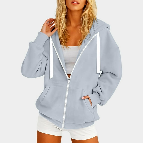 Women's Sweatshirts Hoodies Long Sleeve Womens Zipper Hoodie Cute Hoodies Sweatshirts Fall Clothes for Women Teen Clothing