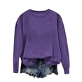 thumbnail image 1 of Women's Sweatshirts Lightweight Long Sleeve Crew Neck Solid Color Pullovers Purple 2XL, 1 of 7