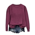 thumbnail image 1 of Women's Sweatshirts Lightweight Long Sleeve Crew Neck Solid Color Pullovers Wine XL, 1 of 7