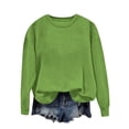 thumbnail image 1 of Women's Sweatshirts Lightweight Long Sleeve Crew Neck Solid Color Tops Green L, 1 of 7