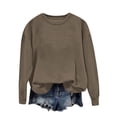 thumbnail image 1 of Women's Sweatshirts Lightweight Long Sleeve Crew Neck Solid Color Tops Khaki L, 1 of 7