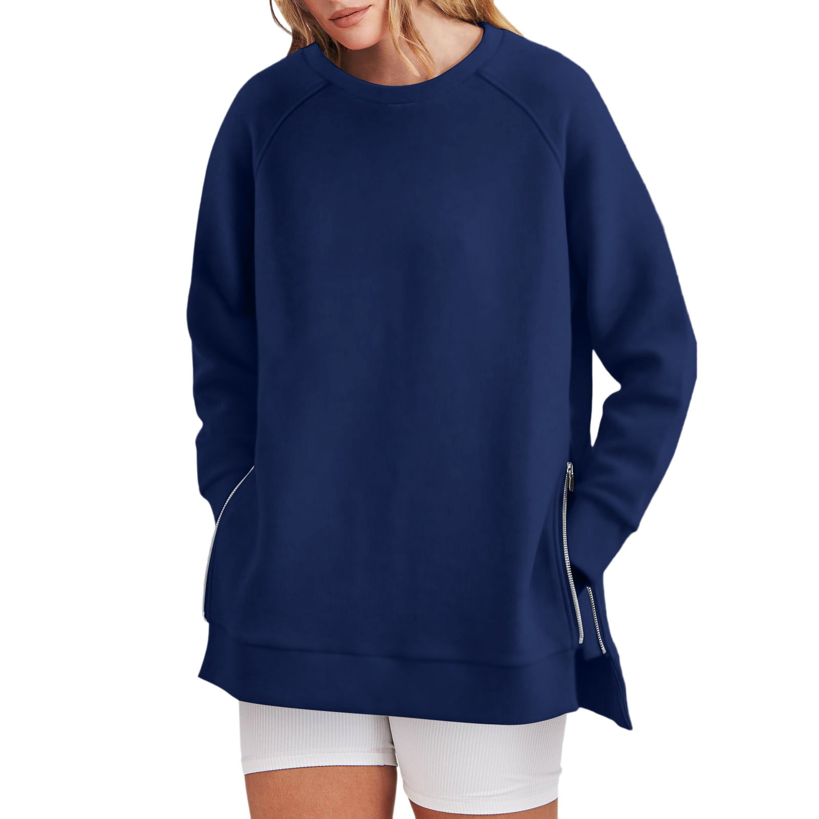 Women s Sweatshirts Long Sleeves Gifts for Women Long Fit Tops Crewneck athletic Jacket with Hood Women Soft Pullovers Side Zip athletic Sweatshirt Women Shirts Sweatshirts Walmart