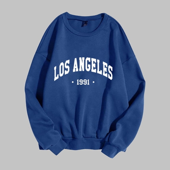 Women's Sweatshirts Loose Spring Crewneck Fashion Pullover Sweater Los Angeles Print Long Sleeve Y2K Fall Top