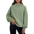 thumbnail image 1 of Women's Sweatshirts Mock Neck Long Sleeve Solid Color Plus Size Fall Tops Mint Green M, 1 of 9