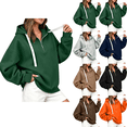 thumbnail image 1 of Women's Sweatshirts Oversized Fashion Half Zip Hoodie Long Sleeve Drawstring Sweatshirt Side Split Loose Fall Tops, 1 of 7
