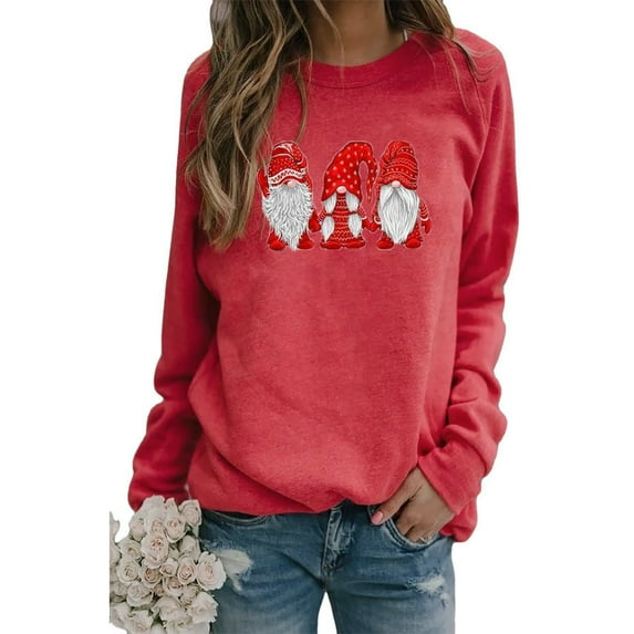 Women's Sweatshirts Santa Claus Printed Christmas Sweatshirt Long Sleeve Casual Pullover Tunic Tops