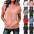 thumbnail image 1 of Women's Sweatshirts, Short Sleeve Pullover Tops with Crew Neck & Pocket, Casual Tees for Active Fitness Spring Summer Wear | VerBelle,Navy XL, 1 of 8