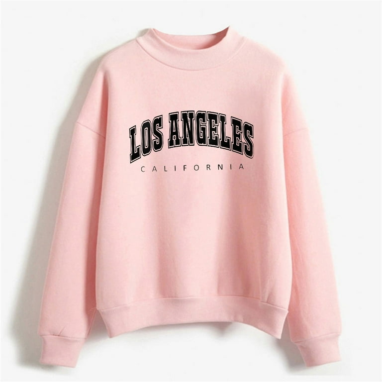 Women s Sweatshirts Soft Womens Sweatshirt 2024 Autumn and winter crew neck solid color printing pullover Crewneck Sweatshirts Women Pink S Walmart