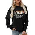 thumbnail image 1 of Women's Sweatshirts Thanksgiving Funny Chicken Graphic Long Sleeve Crewneck Blouses 2025 Fashion Casual Loose Pullover Tops Black M, 1 of 4