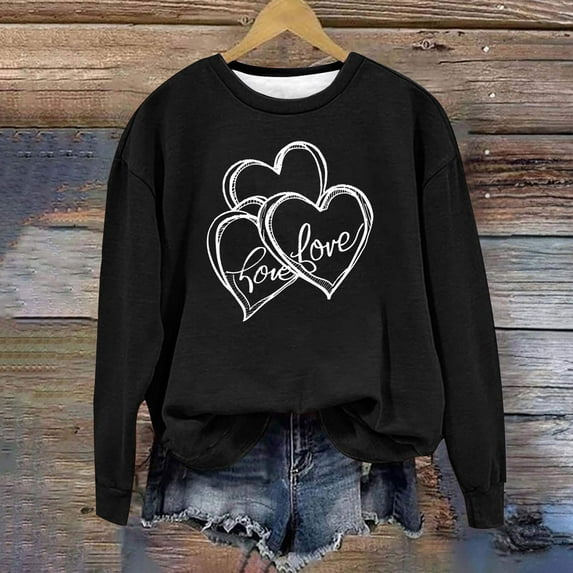 Women's Sweatshirts Under $10 Graphic Round Neck Printed Long Sleeved Top Sweatshirts