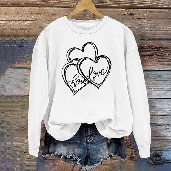 Women's Sweatshirts Under $10 Graphic Round Neck Printed Long Sleeved Top Sweatshirts