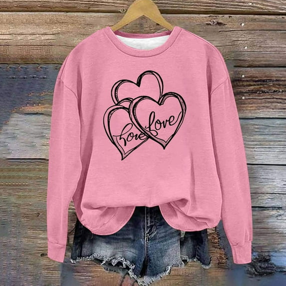Women's Sweatshirts Under $10 Graphic Round Neck Printed Long Sleeved Top Sweatshirts