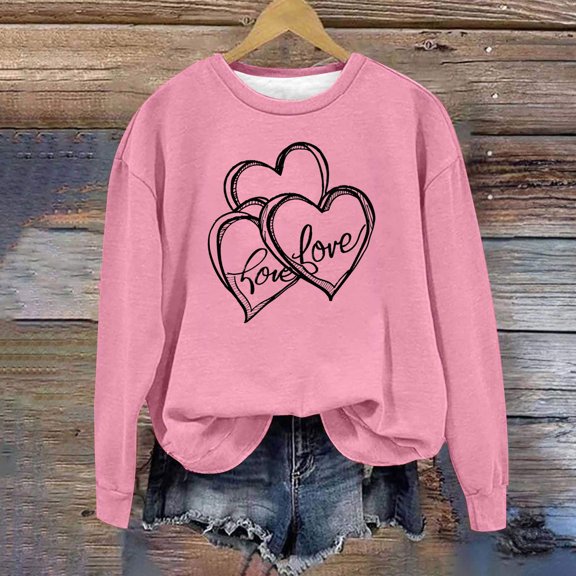 Women's Sweatshirts Under $10 Graphic Round Neck Printed Long Sleeved Top Sweatshirts