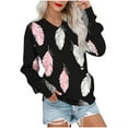 thumbnail image 1 of Women's Sweatshirts V-Neck Long Sleeves Shirts Pullover Casual Fashion Printed Tunic Tops Fall Loose Dressy Sweatshirt for Women, 1 of 5