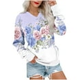 thumbnail image 1 of Women's Sweatshirts V-Neck Long Sleeves Shirts Pullover Casual Fashion Printed Tunic Tops Fall Loose Dressy Sweatshirt for Women, 1 of 5