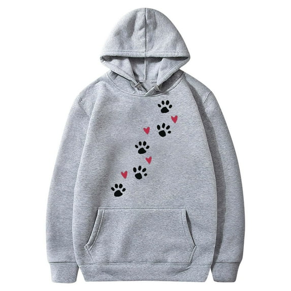 Women's Sweatshirts with Hooded Fleece Lined Warm Long Sleeve Cute Pullover Drawstring Loose Tops with Pockets(Gray,XXXL)