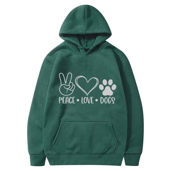 Women's Sweatshirts with Hooded Fleece Lined Warm Long Sleeve Cute Pullover Drawstring Loose Tops with Pockets(Green,L)