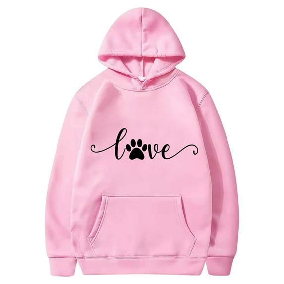 Women's Sweatshirts with Hooded Fleece Lined Warm Long Sleeve Cute Pullover Drawstring Loose Tops with Pockets(Pink,XXL)