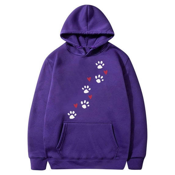 Women's Sweatshirts with Hooded Fleece Lined Warm Long Sleeve Cute Pullover Drawstring Loose Tops with Pockets(Purple,S)
